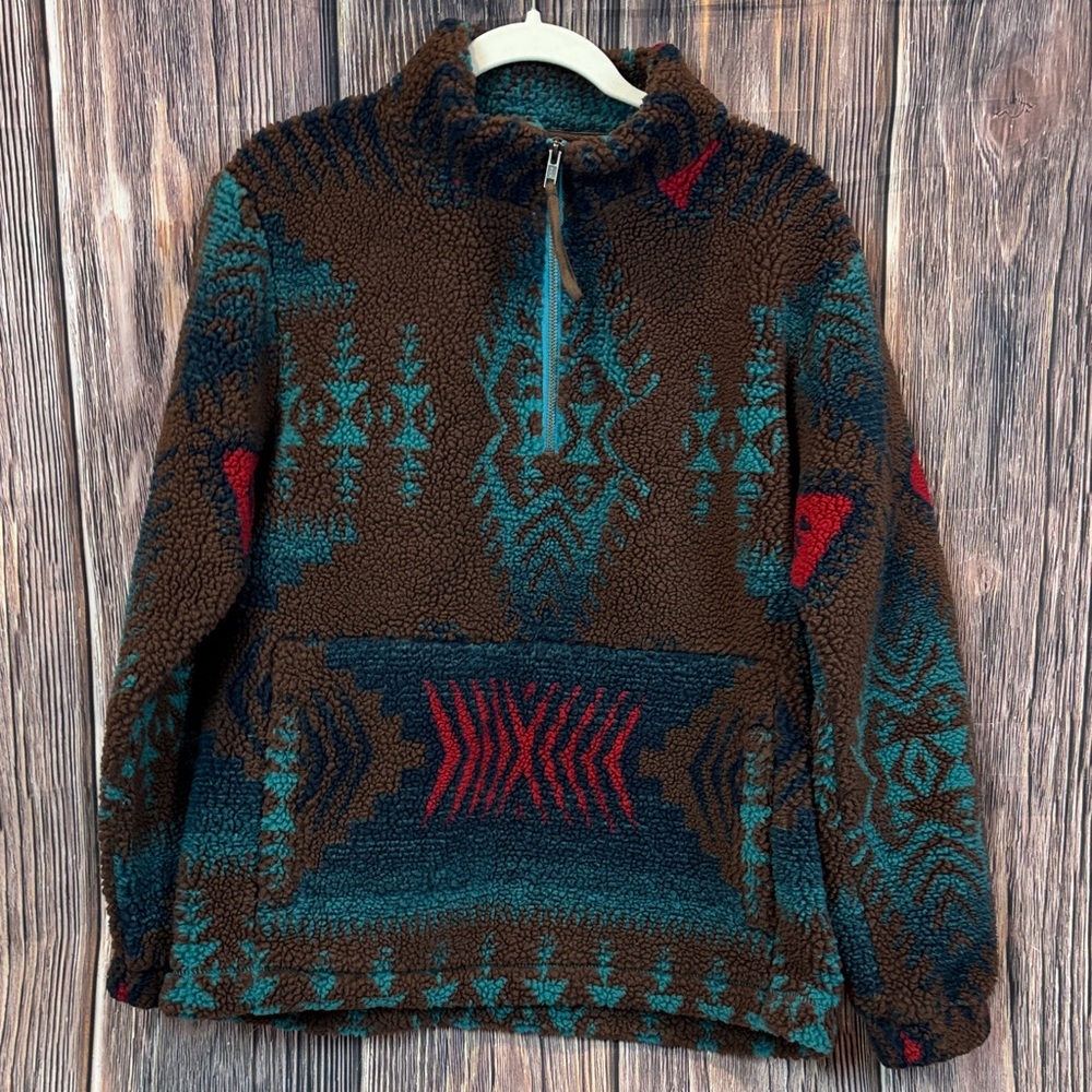 Tasha Polizzi Brown and Teal 3/4 Zip Up Jacket